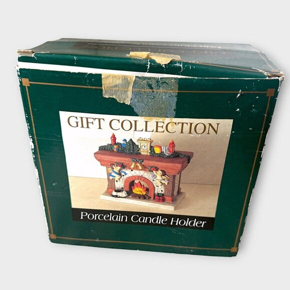 Vintage Porcelain Mantle Fireplace Candle Holder W/ Box Gift Collection Holiday - Picture 7 of 8